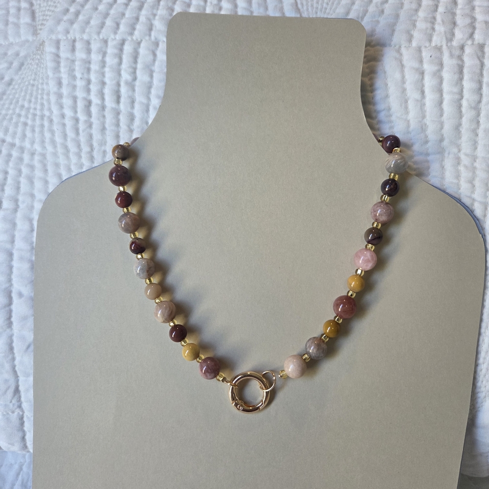Chic Beaded Necklace with Gold Accents